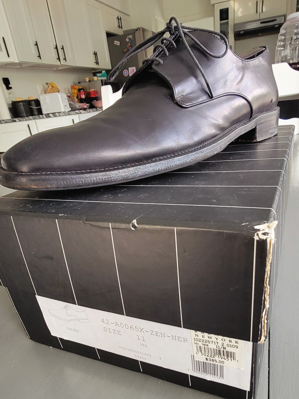 Ermenegildo Zegna Black Leather Derby Shoes Size 11 With Box